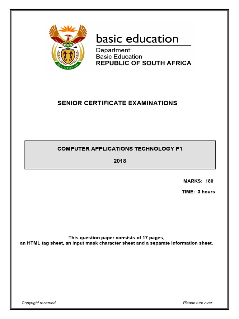 Computer Application Technology P1 May-June 2018 Eng | PDF ...