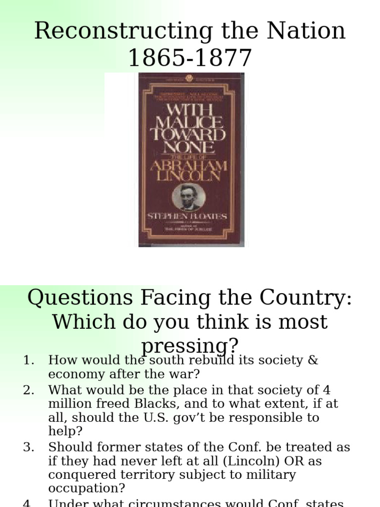 Reconstruction | PDF | Reconstruction Era | Thirteenth Amendment To The ...