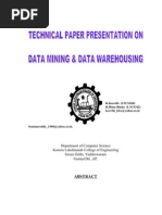 Data Mining and Data Warehousing