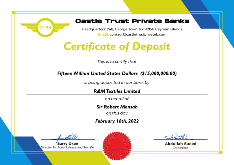 CERTIFICATES OF DEPOSIT visual data 7