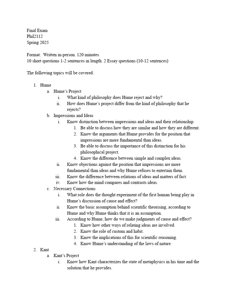 Phil 2112 Final Exam Study Guide | PDF | A Priori And A Posteriori | Idea
