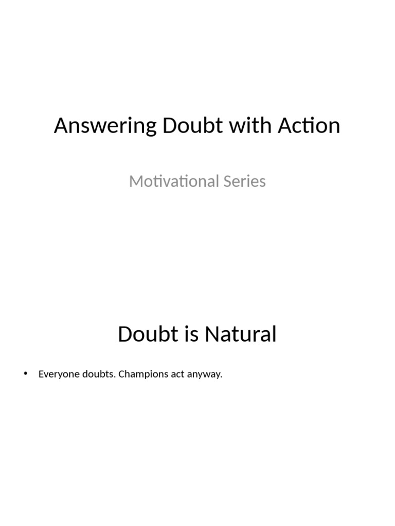 Answering Doubt With Action | PDF