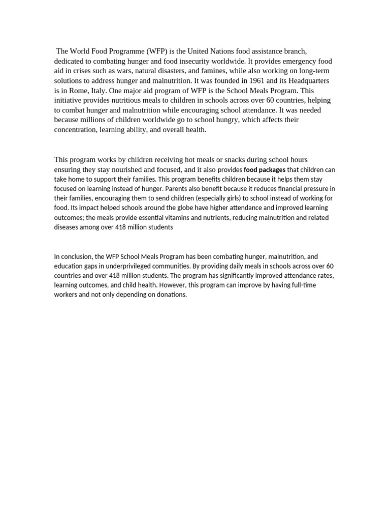 The World Food Programme | PDF