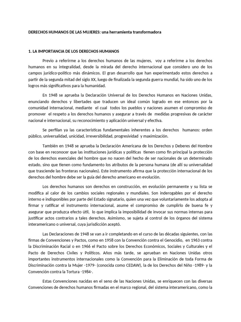 Derechos Humanos de Las Mujeres | PDF | Derechos humanos | Mujer