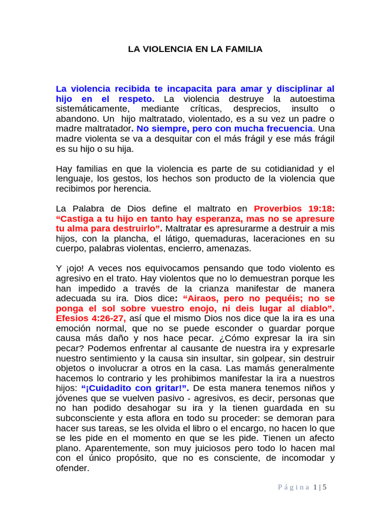 La Violencia en La Familia | PDF | Ira | Amor