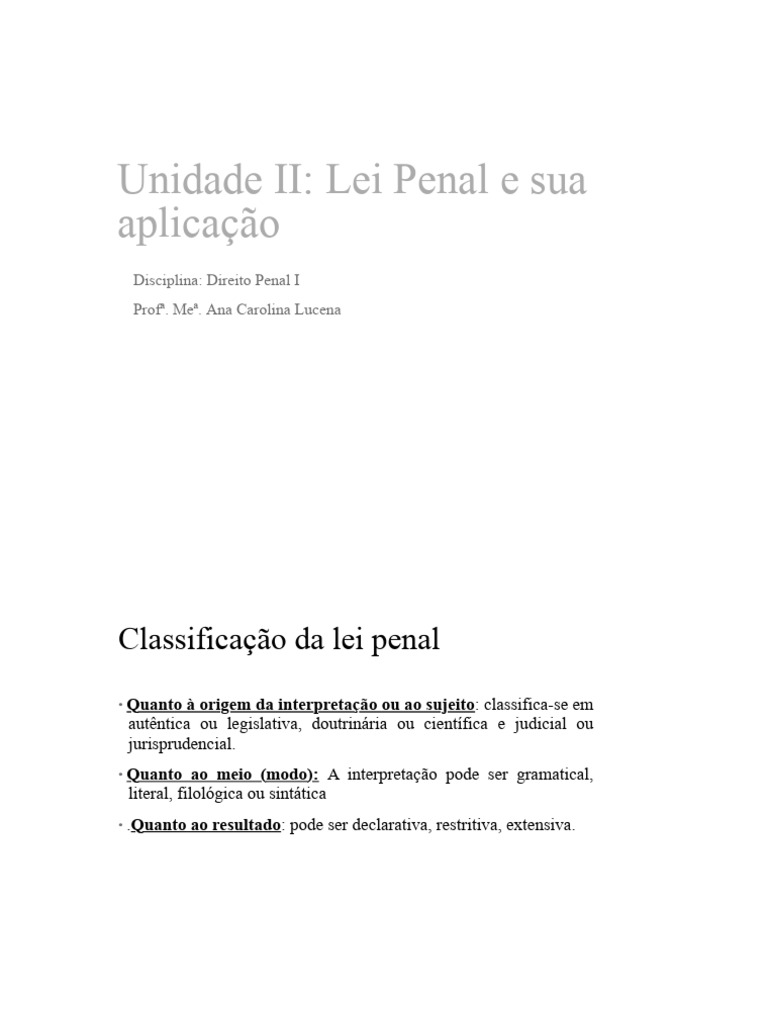 Interpretação da Lei Penal e Classificações | PDF | Crimes | Crime e ...