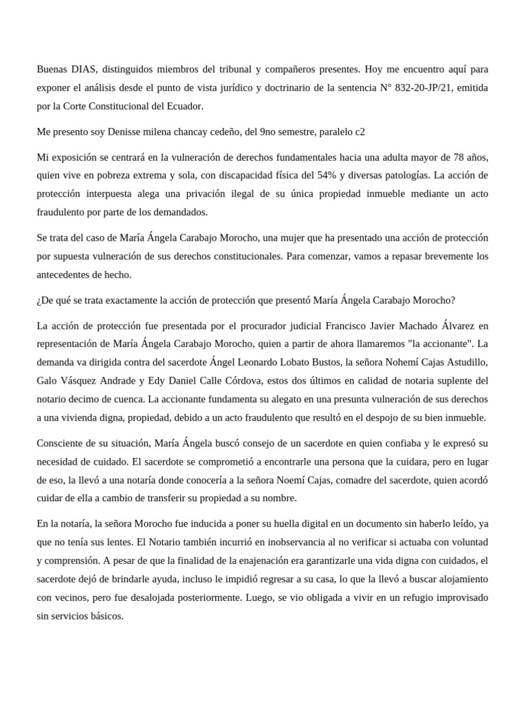 Análisis de la Sentencia N° 832-20-JP/21 | PDF | Juez | Caso de ley