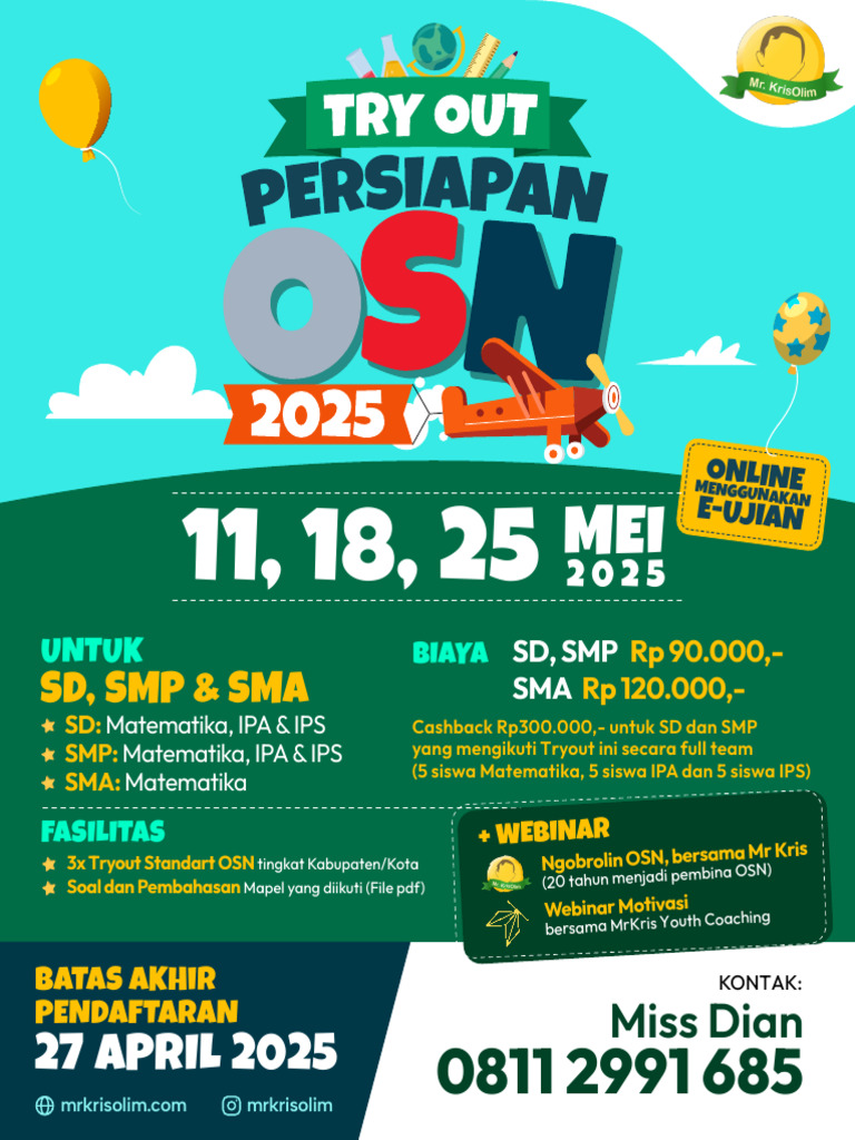 Flyer Tryout OSN untuk SD, SMP, SMA | PDF