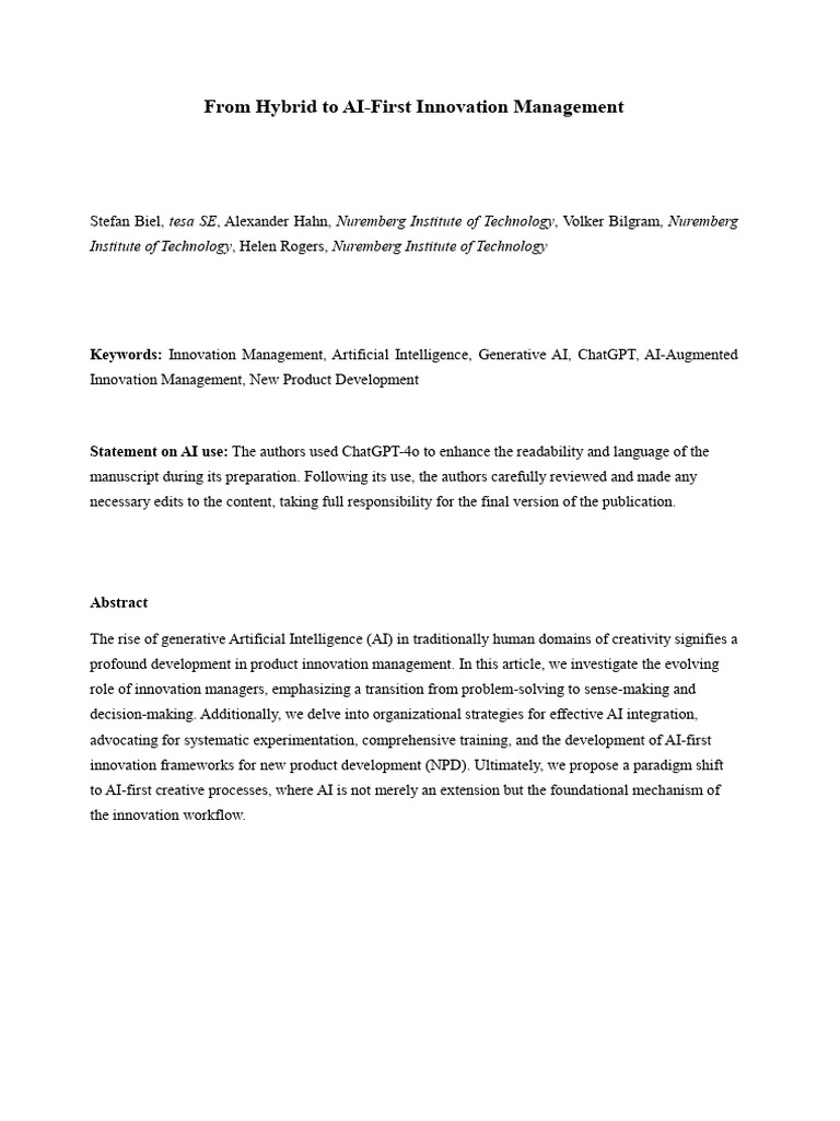 AI-First Innovation Management Shift | PDF | Artificial Intelligence ...