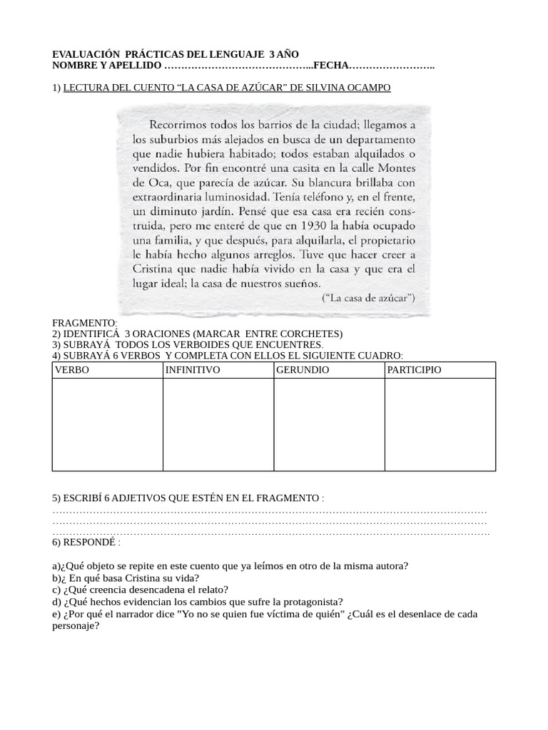 Evaluación de Lengua 3er Grado 2025 | PDF