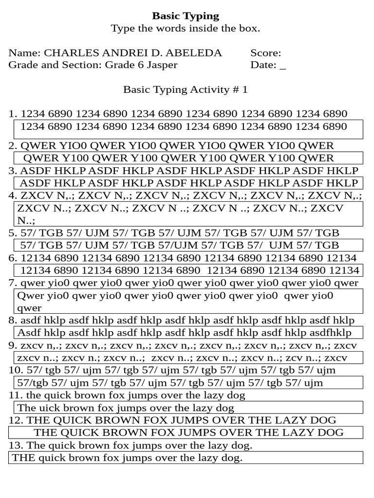 Basic Typing 1 - Chad | PDF