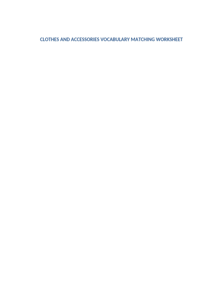 Clothes and Accessories Vocabulary Worksheet | PDF