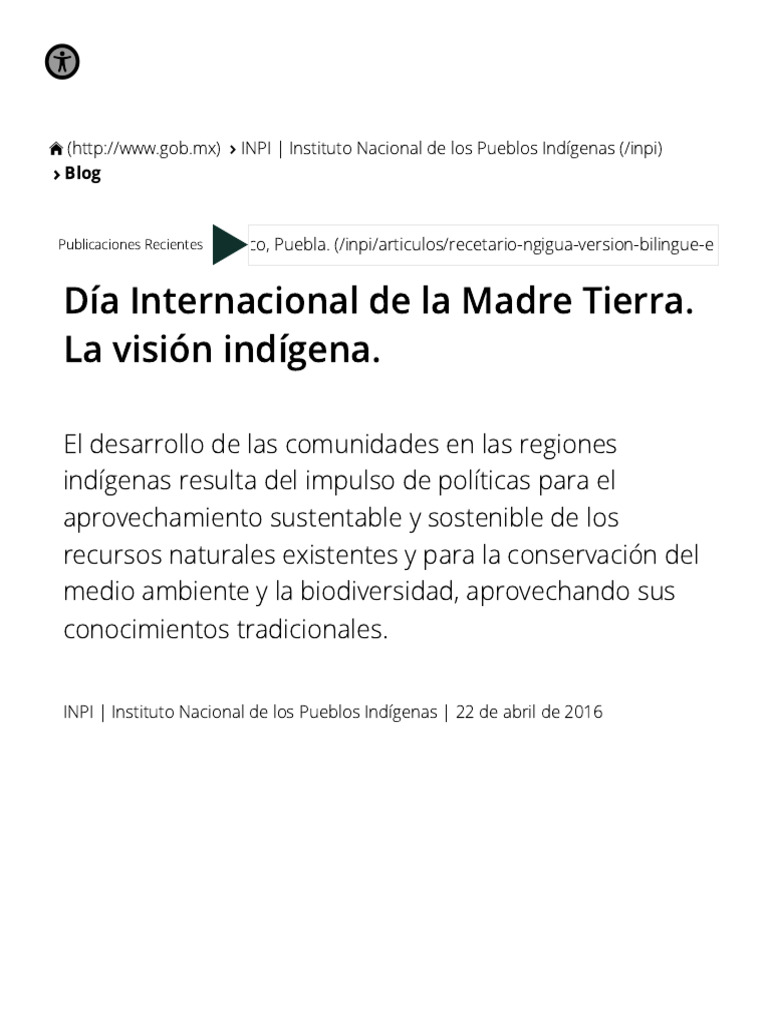 Día Internacional de La Madre Tierra. La Visión Indígena. - INPI ...