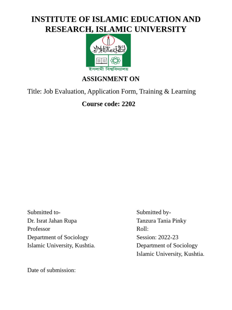 Job Evaluation and Training Assignment | PDF