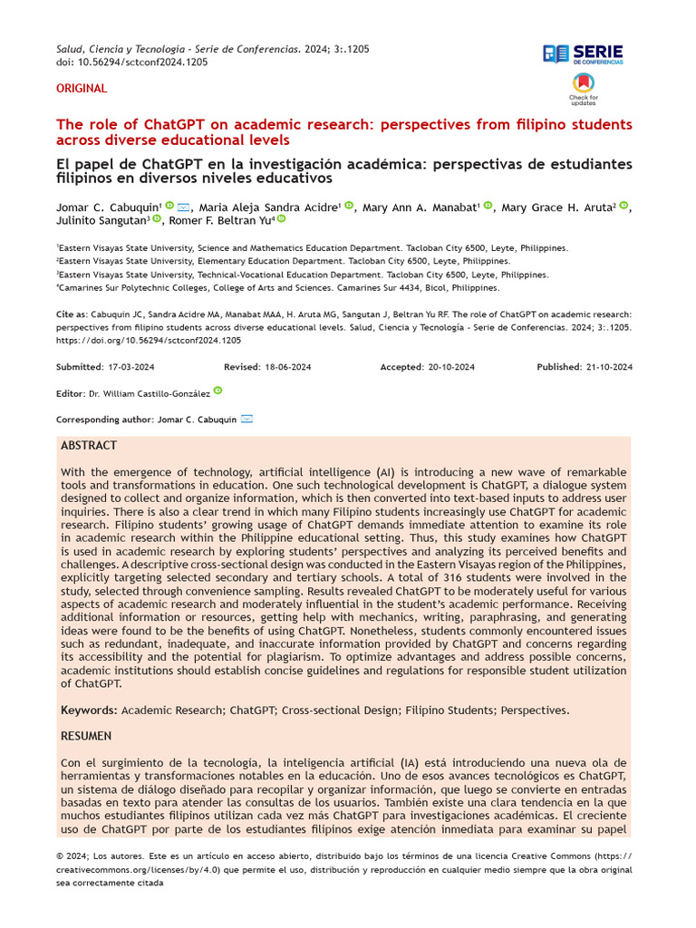 ChatGPT's Impact on Filipino Research | PDF | Artificial Intelligence ...