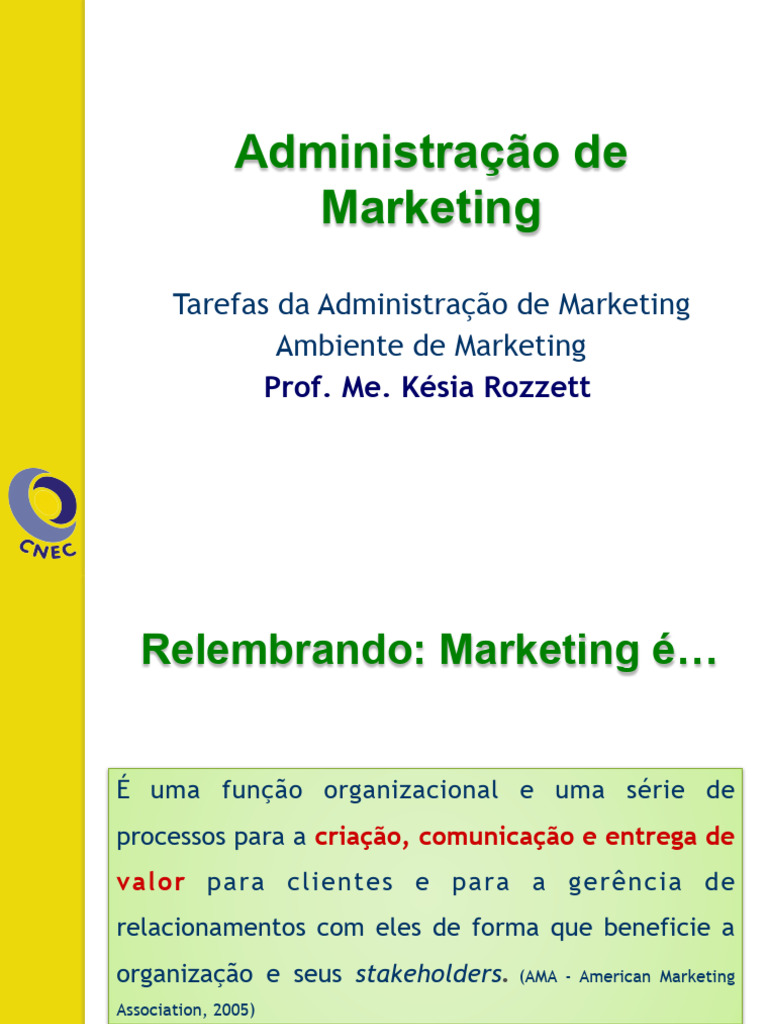 Tarefas e Ambiente de Marketing | PDF | Marketing | Mercado (economia)
