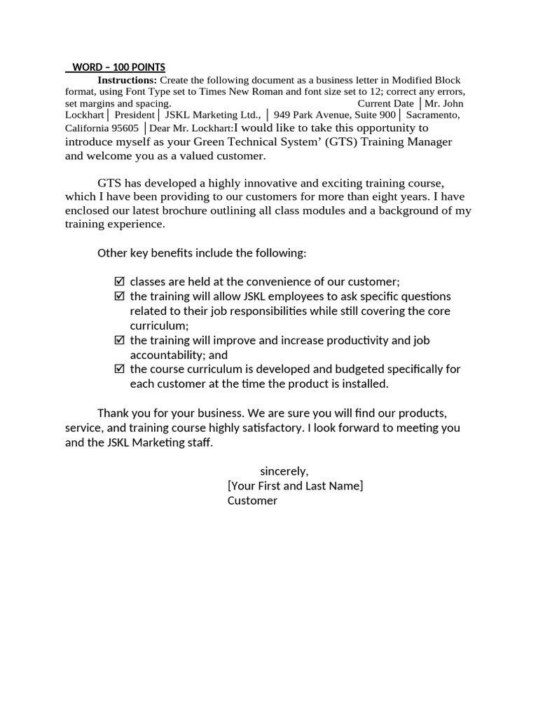 Creating A Letter in The Modified Block Format | PDF