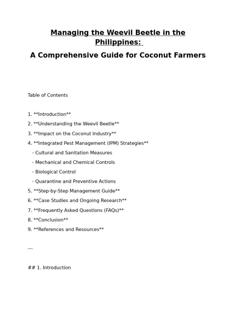 Weevil Management for Coconut Farmers | PDF | Biological Pest Control ...