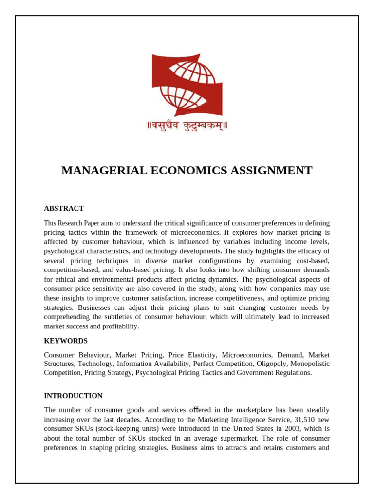 Managerial Economics Assignment | PDF | Pricing | Elasticity (Economics)