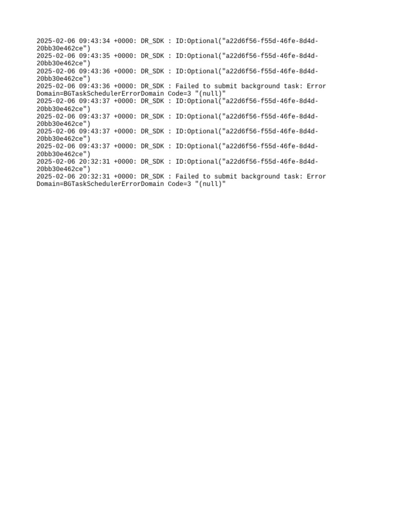 DR_SDK Background Task Error Log | PDF