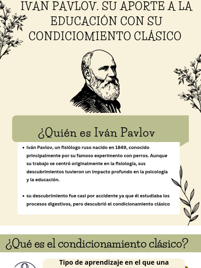 Aportes de Pavlov al aprendizaje educativo | PDF | Condicionamiento ...