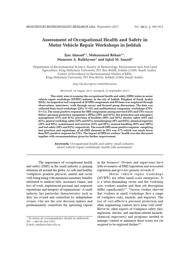 Assessment of Occupational Health and Sa | PDF | Occupational Safety ...