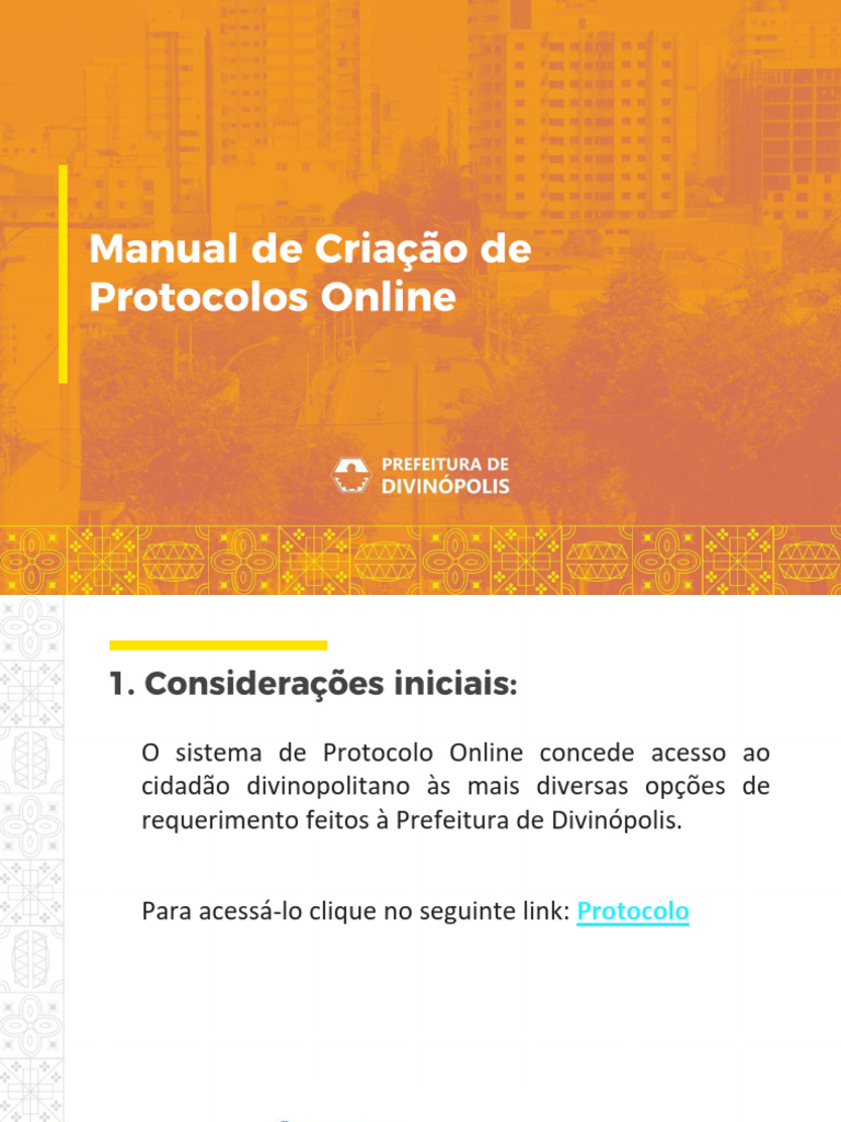 Abertura de Protocolo Online em Divinópolis | PDF