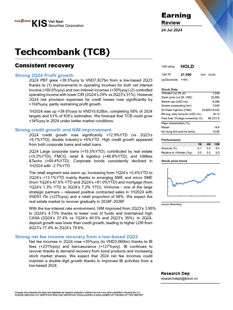 Techcombank 2Q24 Performance Review | PDF | Valuation (Finance ...