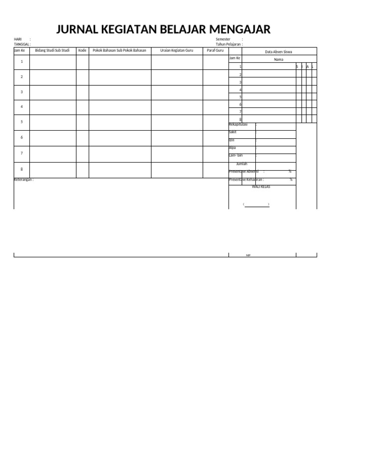 Jurnal Kegiatan Belajar Mengajar SD | PDF
