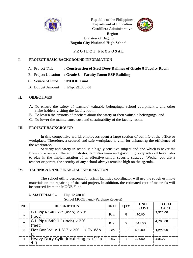 Steel Railings Proposal for Faculty Room | PDF | Door
