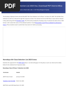 Navodaya selection list. How to download