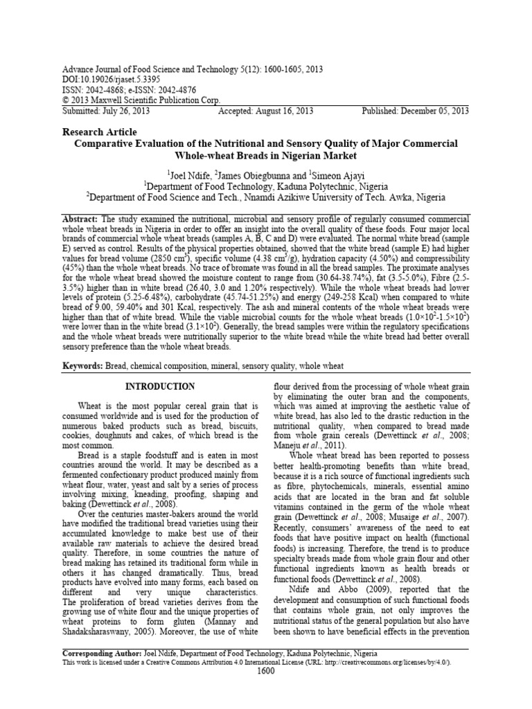 Research Article Comparative Evaluation of The Nutritional and Sensory ...