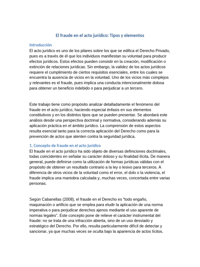Fraude en el Acto Jurídico: Tipos y Elementos | PDF | Fraude ...