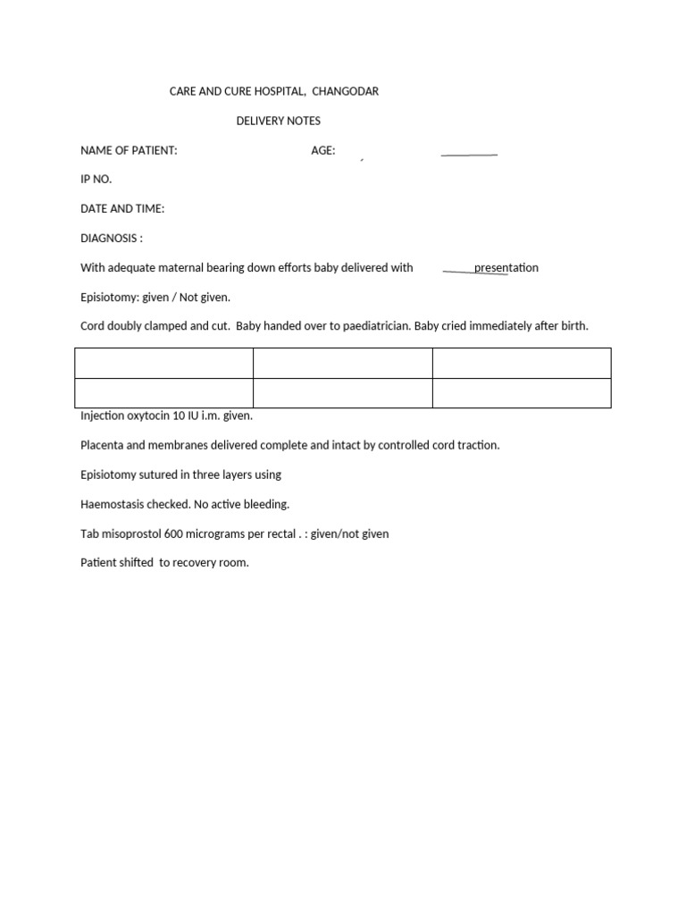 Normal Delivery Note Template | PDF
