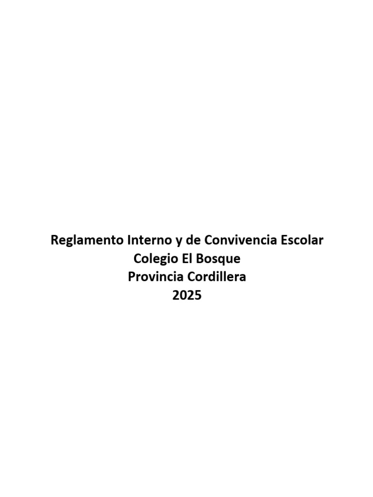 Reglamento de Convivencia Escolar 2025 | PDF | Educación de la primera ...