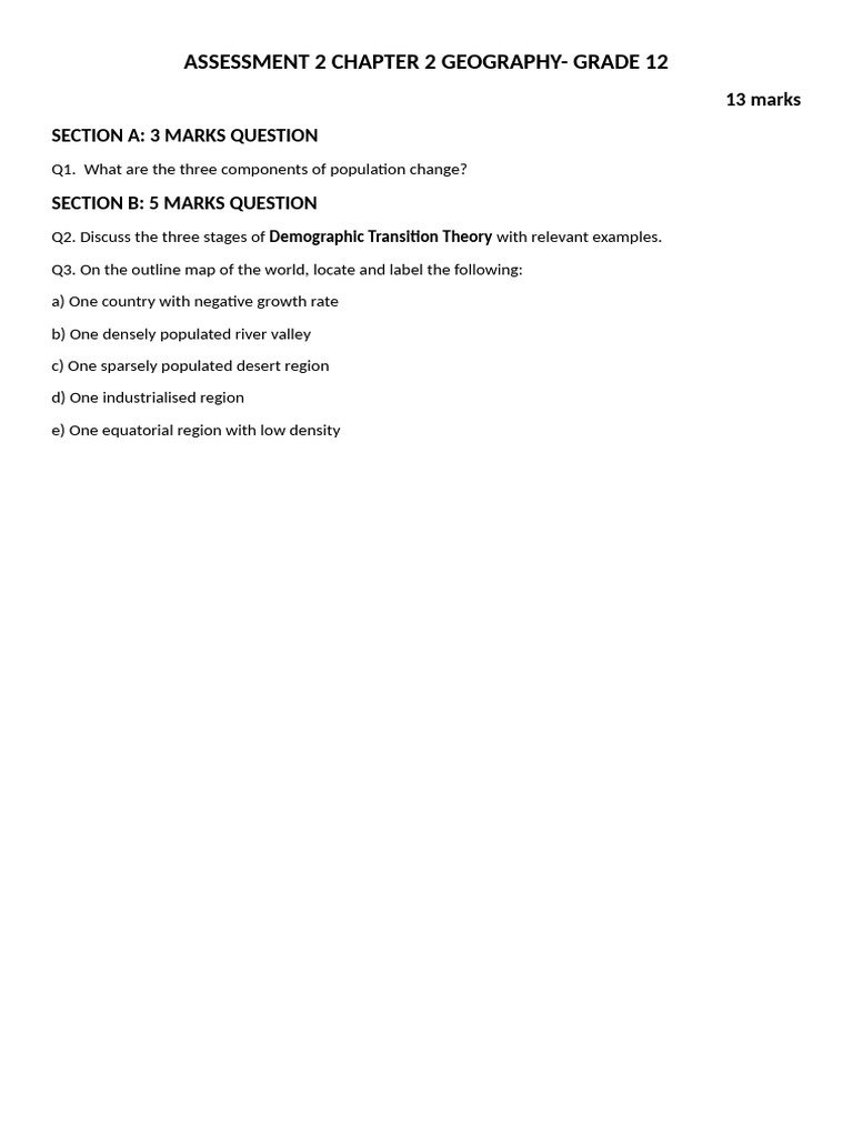 Grade 12 Geography Assessment 2 | PDF