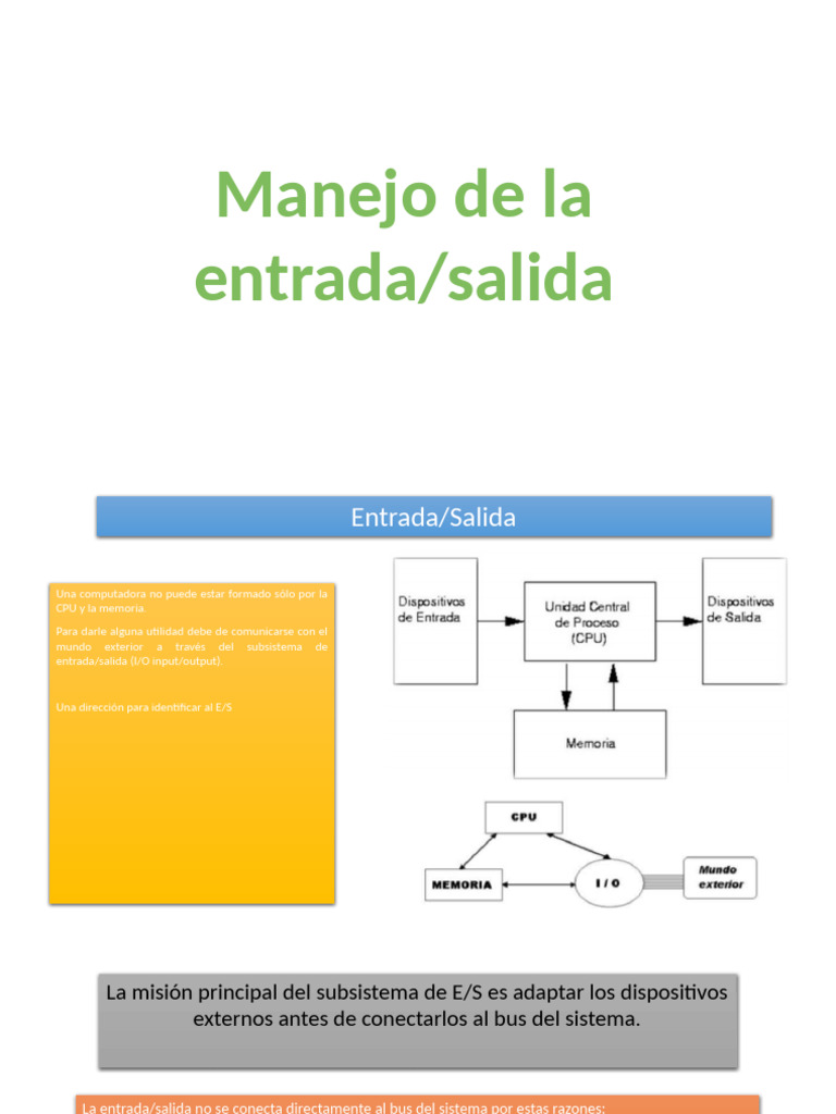 Manejo de Entrada/Salida en Computadoras | PDF | De entrada y salida ...