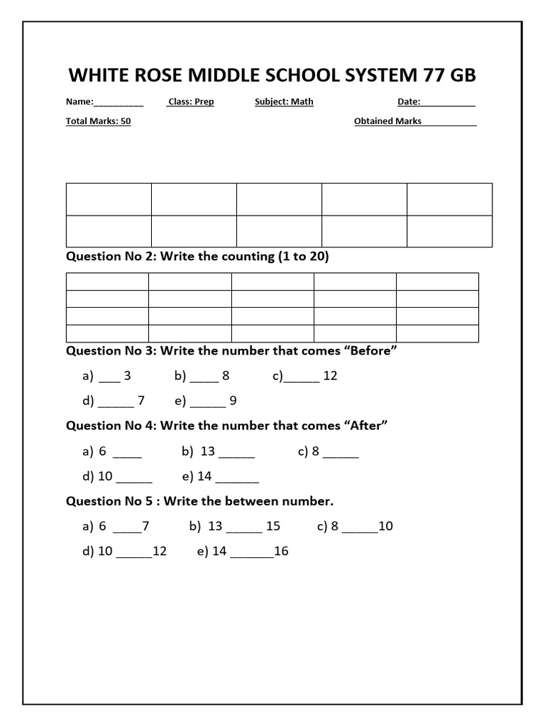 Math Worksheet for Prep Students | PDF
