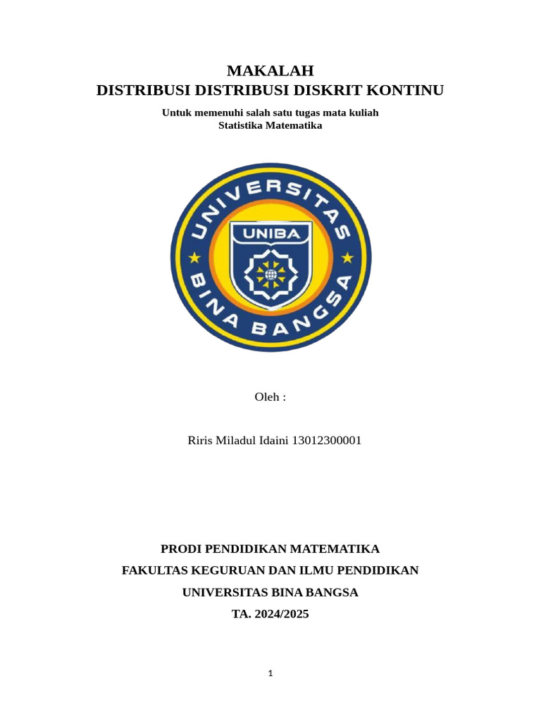 Distribusi Diskrit dan Kontinu dalam Statistika | PDF