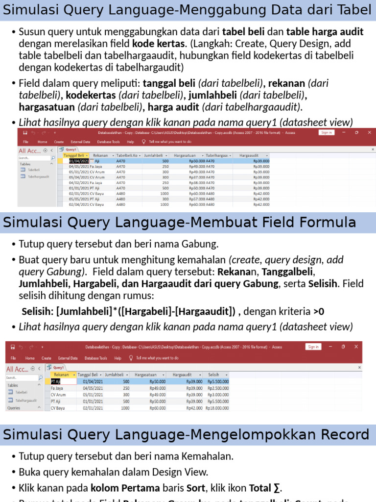 Ilustrasi Query Pada Database | PDF