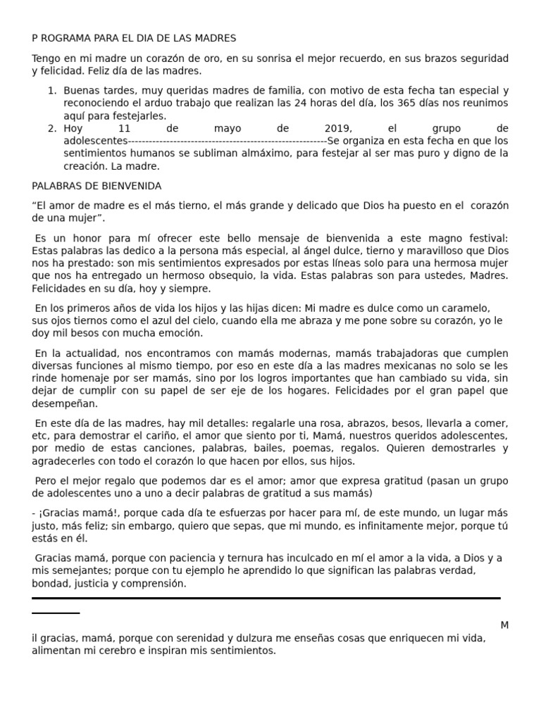 Programa del Día de las Madres 2023 | PDF | Amor | Gratitud