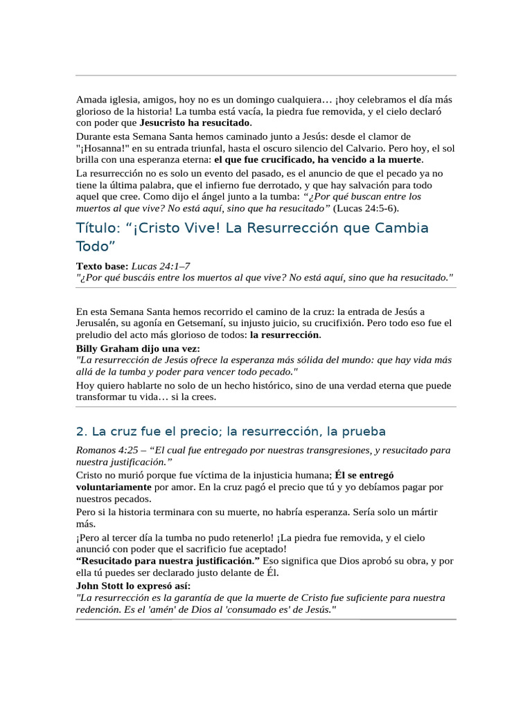 Resurrección: Esperanza y Transformación | PDF | La resurrección de ...
