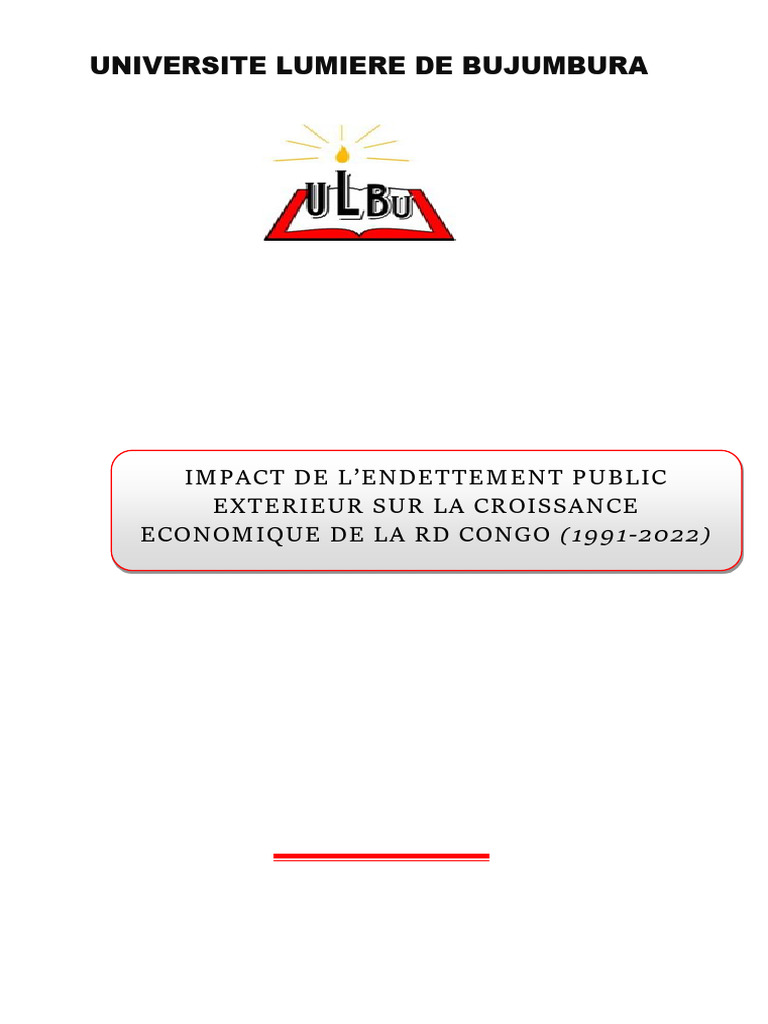 Impact de l'endettement public en RDC | PDF | Dette publique | Dettes