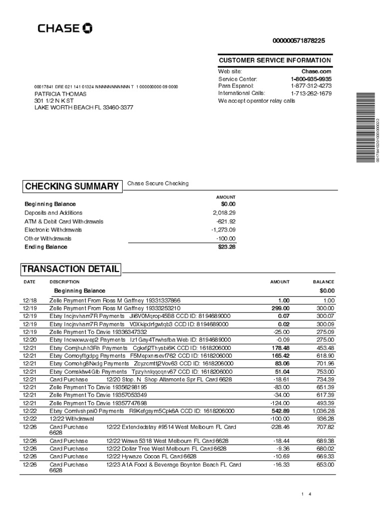 List | PDF | Chase Bank | Payments