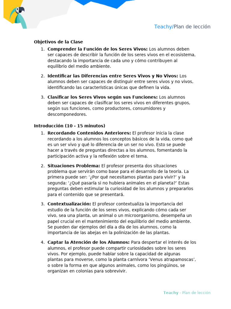 Funciones de los Seres Vivos en Ecosistemas | PDF | Maestros | Ecosistema