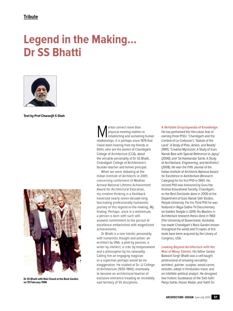 Tribute to Dr SS Bhatti's Legacy | PDF