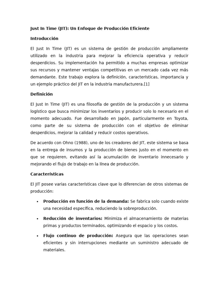 Just in Time | PDF | Lean Manufacturing | Negocios económicos