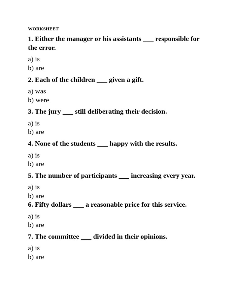 Worksheet Of Concord Pdf