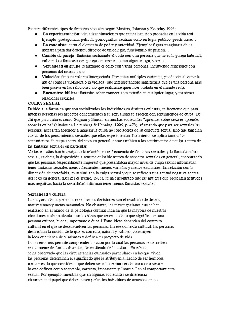 Resume N | PDF | Fantasía sexual | La sexualidad humana