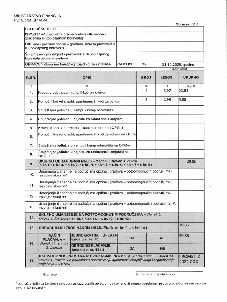 Primjer Popunjenog tz2 2025 | PDF